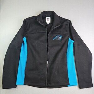 NFL Official Carolina Panther Track Jacket Full Zip M Black Embroidered Logo
